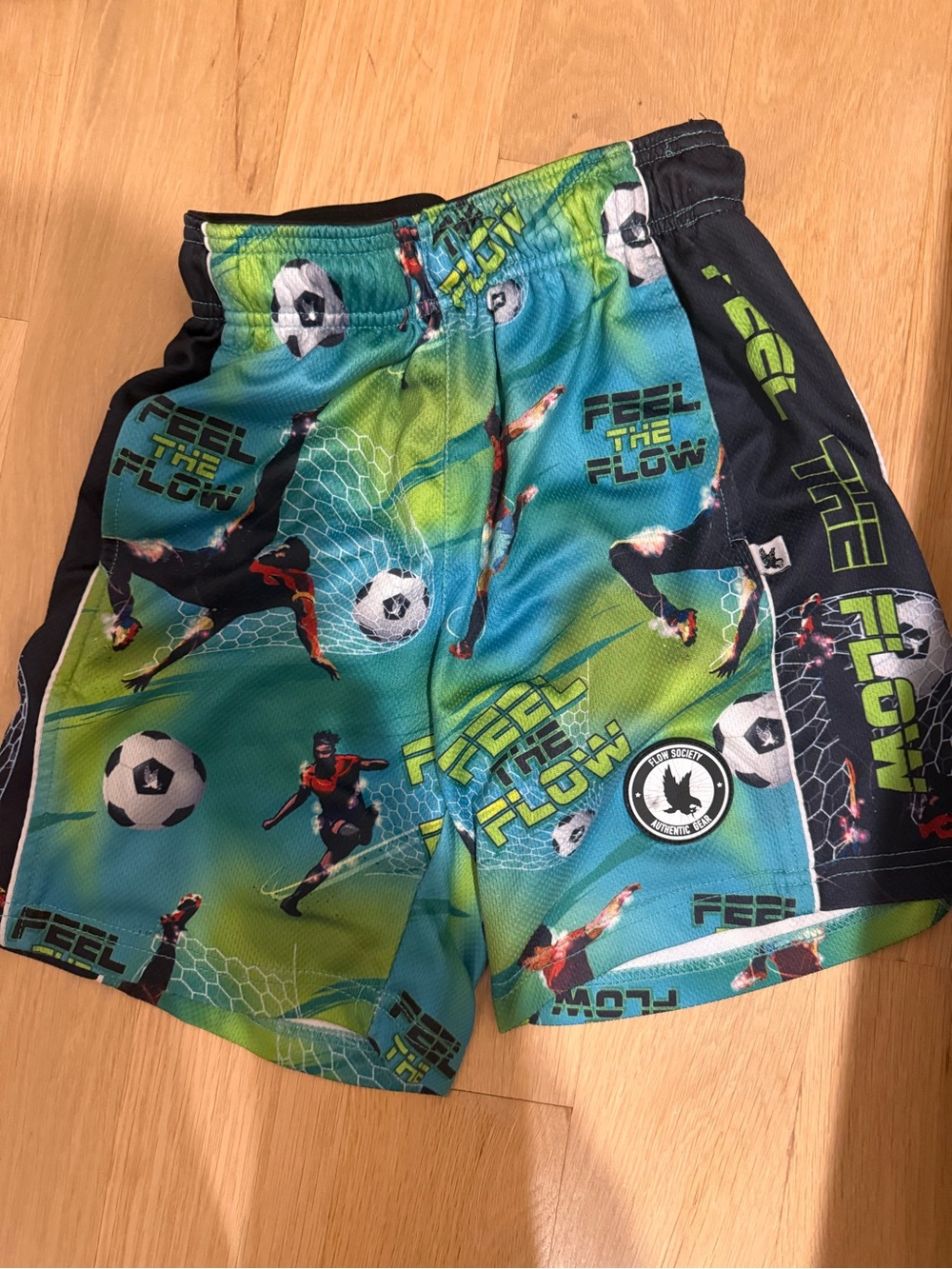 Youth Soccer Shorts in Teal Green - 'Feel the Flow'
